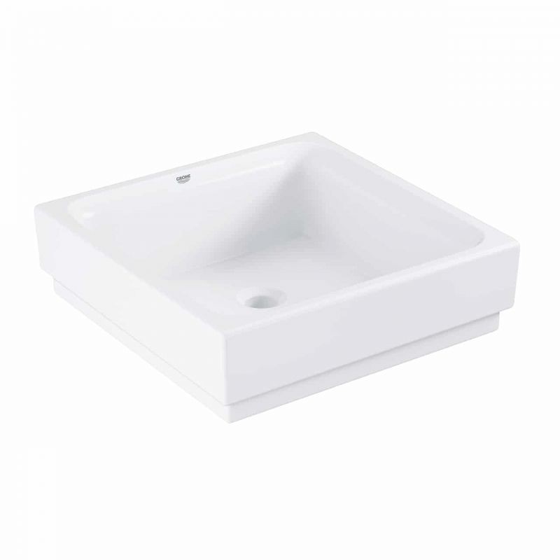LAVOAR CUBE CERAMIC 40 CM, MONTAJ PE BLAT, FARA PREAPLIN, FARA ORIFICIU PENTRU BATERIE,  SUPRAFATA PUREGUARD, 40X40 CM